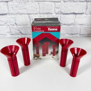 Vintage Keene Coin Counters Red Set of 4 Quarters Dimes Nickels Pennies Made USA